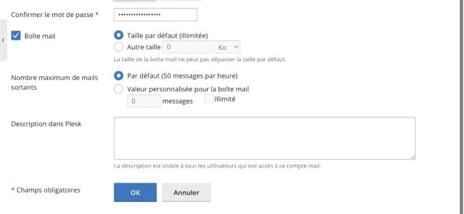 Le bouton OK pour créer l’adresse