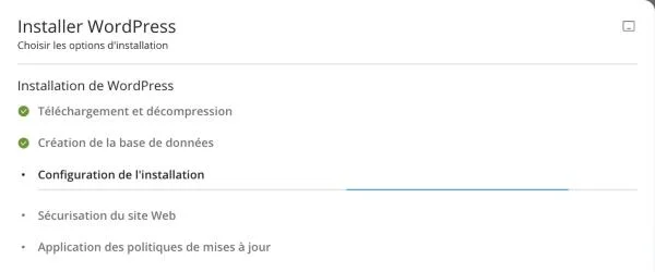 La progression de l’installation