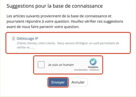 Les suggestions, la vérification et le bouton Envoyer